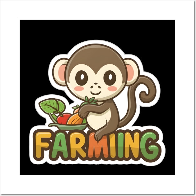 Funny monkey farmer Wall Art by Spaceboyishere